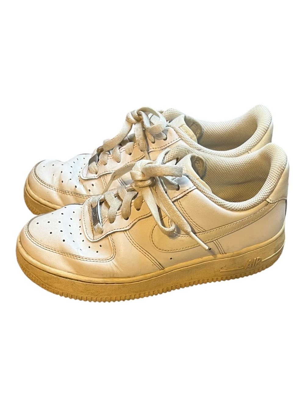Nike Air Force 1 Low Triple White Leather Sneakers White Size 7.5